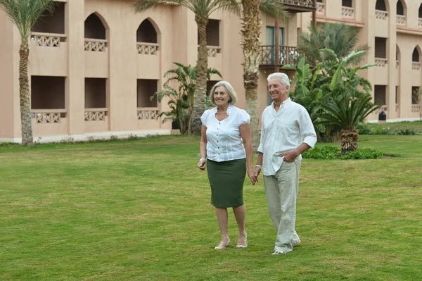 Senior couple at  hotel resort — Stock Photo, Image