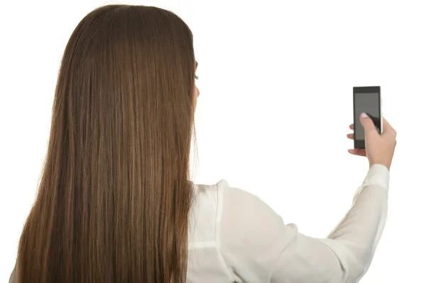 Pretty  girl taking selfies — Stock Photo, Image