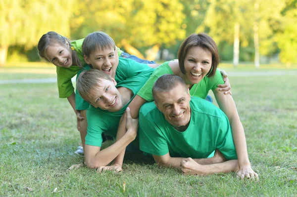 Familie rusten in een zomer park — Stockfoto