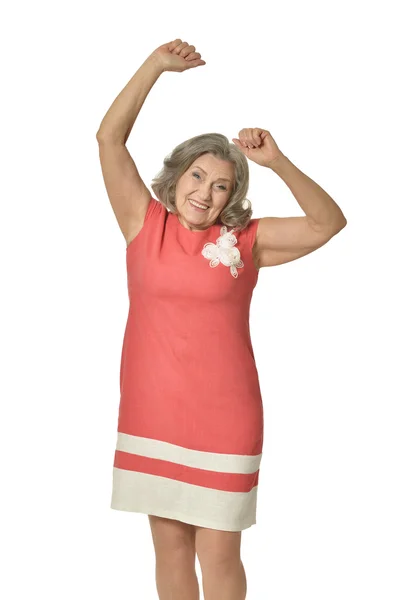 Lykkelig eldre kvinne – stockfoto