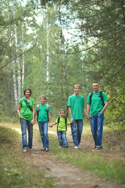 Familie ruht sich im Sommerwald aus — Stockfoto