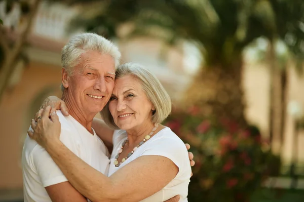 Senior couple at  hotel resort — Stock Photo, Image