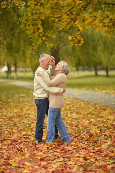 Reifes Paar tanzt im Park — Stockfoto