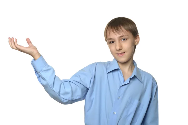 Teenage boy pointing — Stock Photo, Image