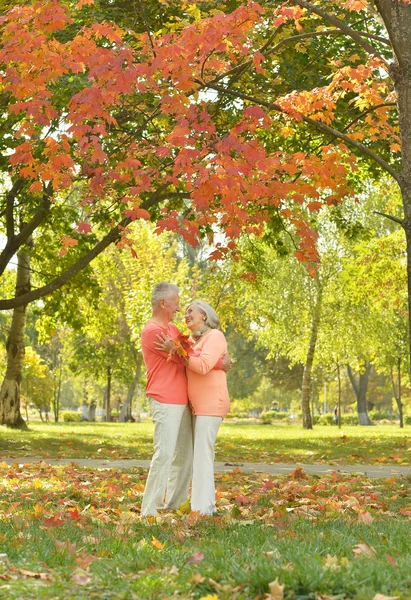 Reifes Paar im Herbstpark — Stockfoto