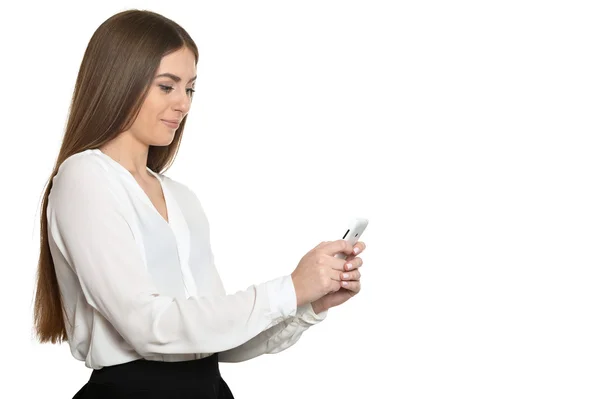 Menina com telefone móvel — Fotografia de Stock