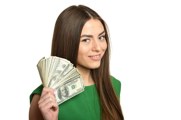 Mujer vestida con dinero — Foto de Stock