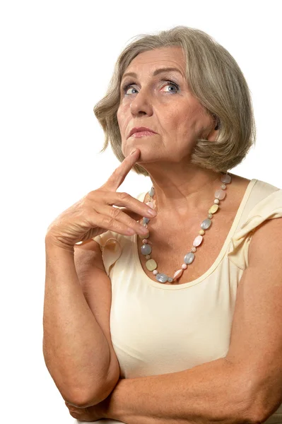 Gânditoare femeie în vârstă — Fotografie, imagine de stoc