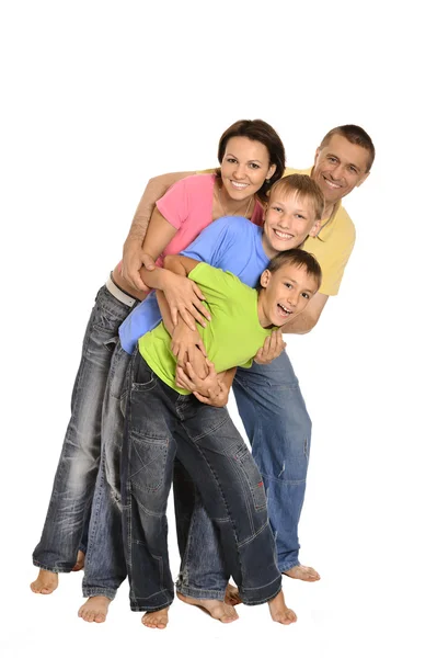 Χαρούμενη τετραμελής οικογένεια — Φωτογραφία Αρχείου