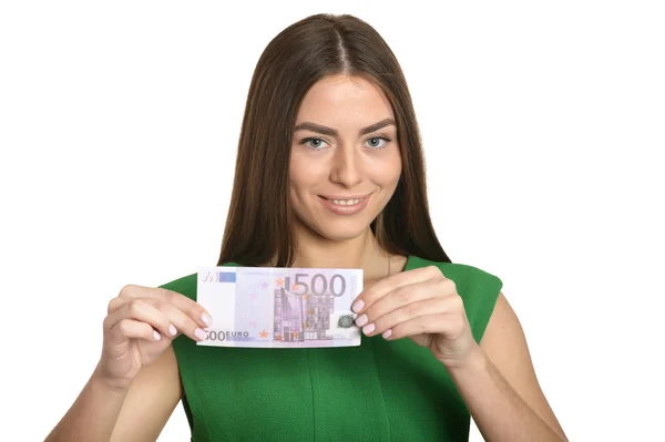 Frau im Kleid mit Geld — Stockfoto