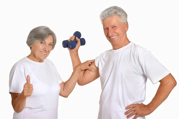 Coppia anziana in palestra — Foto Stock