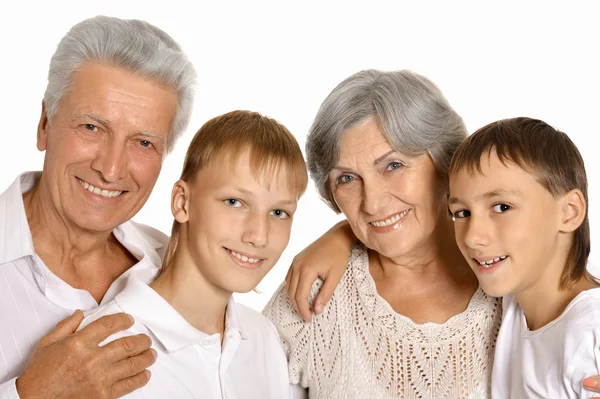 Щасливі бабусі і дідусі і онуки — стокове фото