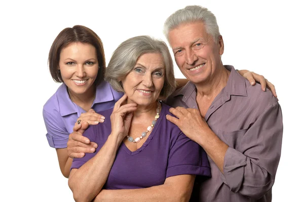 Senior Eltern mit Tochter — Stockfoto