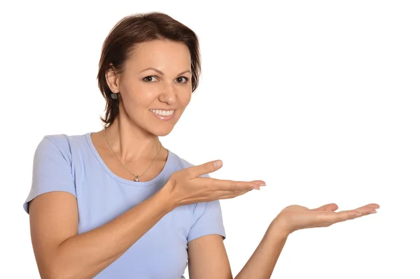 Mujer de negocios señalando — Foto de Stock