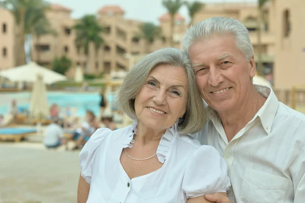 Senior couple at  hotel resort — Stock Photo, Image