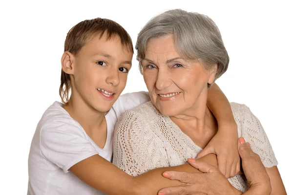 Jonge jongen en zijn grootmoeder — Stockfoto