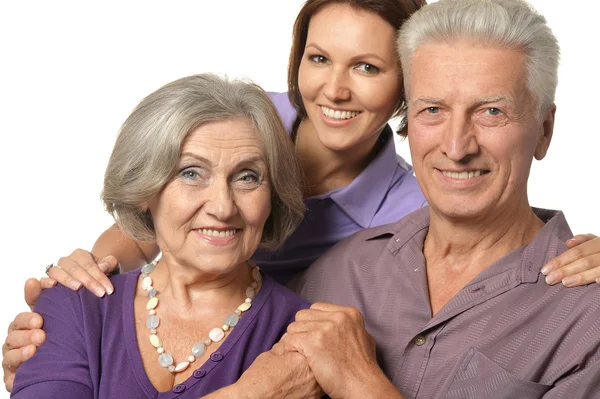 Gelukkige senior ouders met dochter — Stockfoto