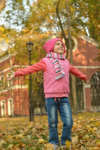 Sonbahar parkındaki kız — Stok fotoğraf