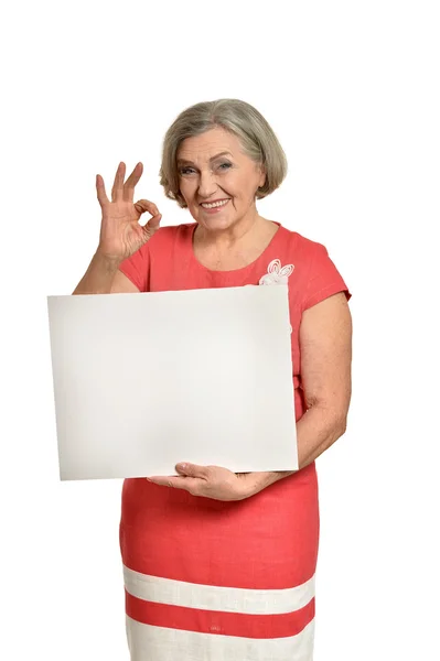 Mujer mayor sostiene estandarte —  Fotos de Stock