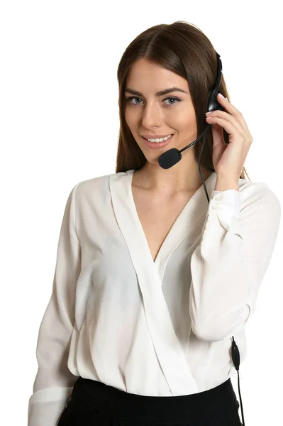 Service operator woman with headset — Stock Photo, Image