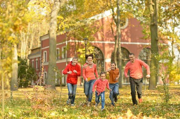 Aile rahatlatıcı sonbahar Park — Stok fotoğraf