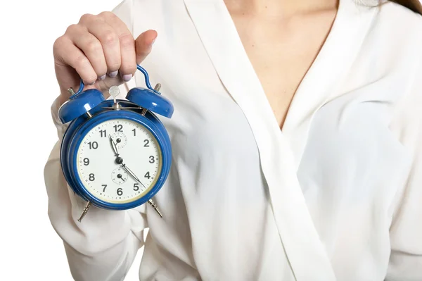 Beautiful woman with clock — Stock Photo, Image