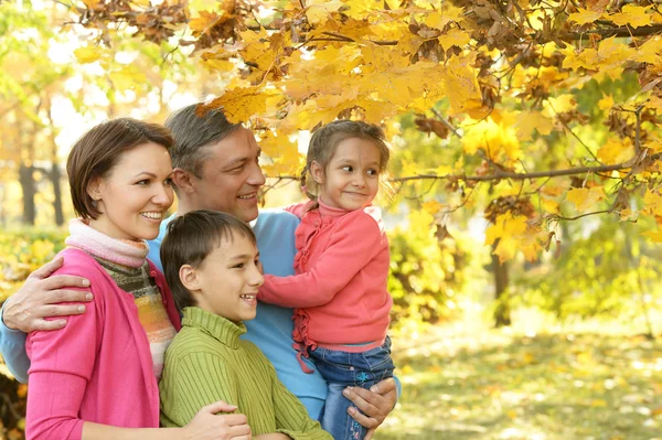 Família relaxante no parque de outono — Fotografia de Stock