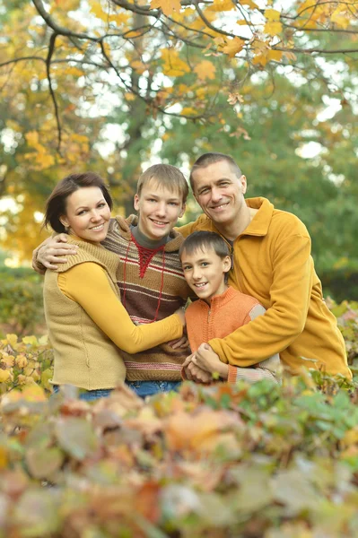 Family relaxing in autumn park — Stock Photo, Image