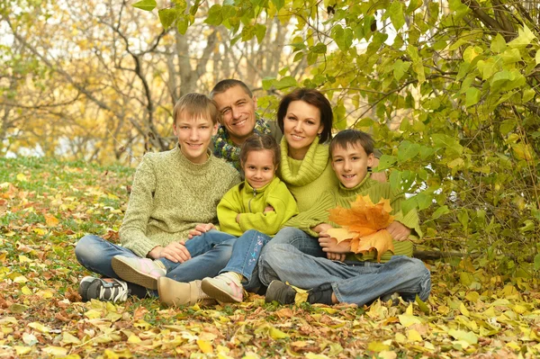 Family relaxing in autumn park — Stock Photo, Image