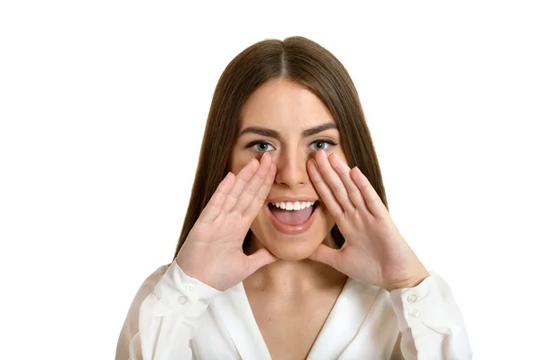 Hermosa mujer gritando — Foto de Stock