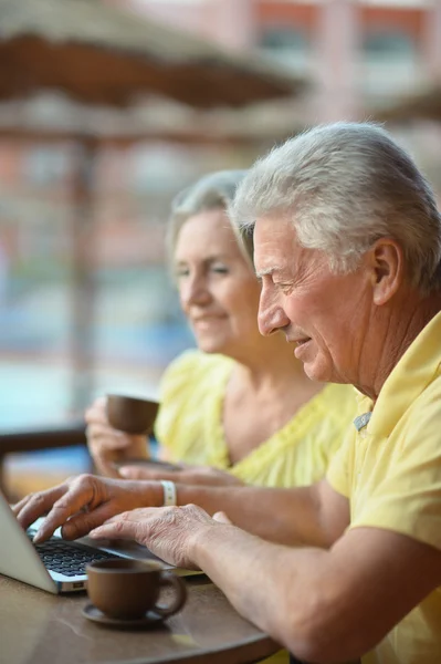 Mature couple with laptop — Stock Photo, Image