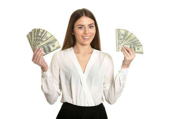 Hermosa mujer con dinero — Foto de Stock