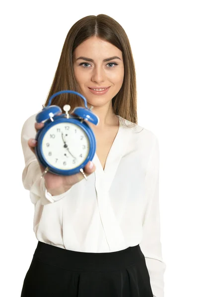 Beautiful woman with clock — Stock Photo, Image