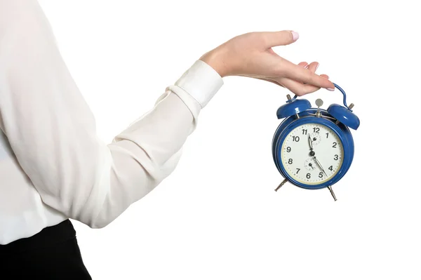 Beautiful woman with clock — Stock Photo, Image