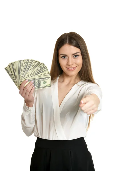 Hermosa mujer con dinero — Foto de Stock