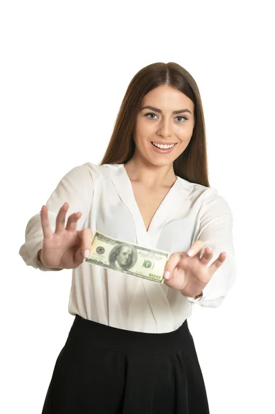 Güzel bir kadın para ile — Stok fotoğraf