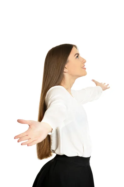 Woman  gesturing winner sign — Stock Photo, Image