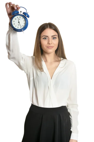 Beautiful woman with clock — Stock Photo, Image