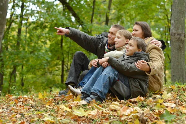 Aile rahatlatıcı sonbahar Park — Stok fotoğraf