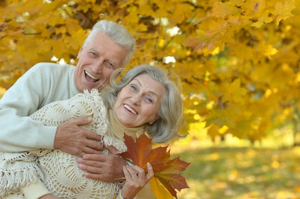 Seniorenpaar im Herbstpark — Stockfoto