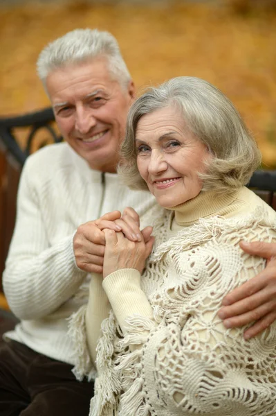 Senior couple in autumn park — Stock Photo, Image