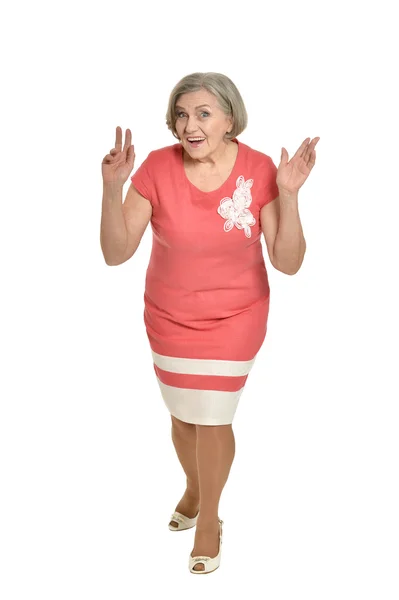 Senior woman in bright dress — Stock Photo, Image