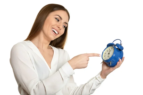 Femeie frumoasă cu ceas — Fotografie, imagine de stoc