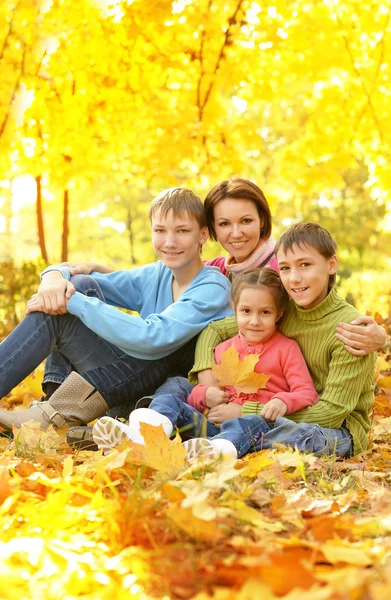 Family relaxing in autumn park — Stock Photo, Image