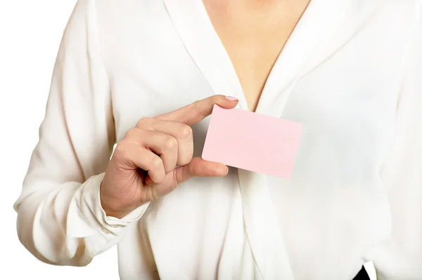 Kobieta i puste puste karty — Zdjęcie stockowe