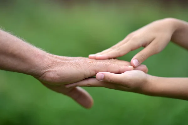 Dziecko trzyma rękę ojca — Zdjęcie stockowe