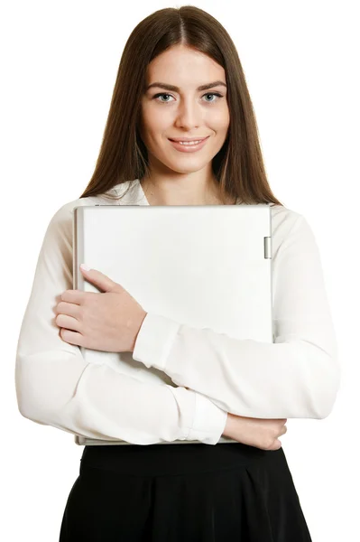 Hermosa mujer con portátil — Foto de Stock