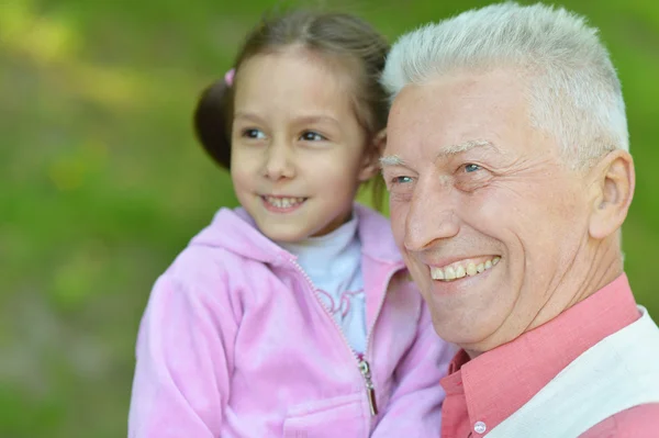 Grandfather with granddaughter — Stock Photo, Image