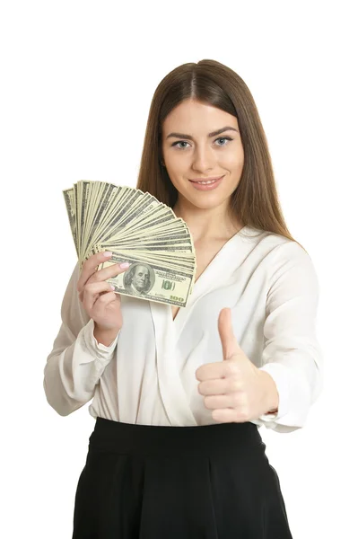 Beautiful woman with money — Stock Photo, Image