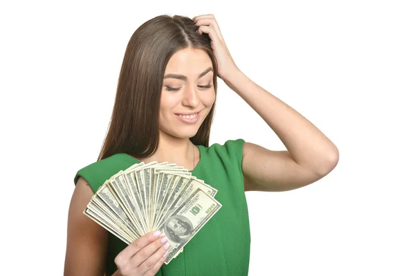 Beautiful woman  with money — Stock Photo, Image